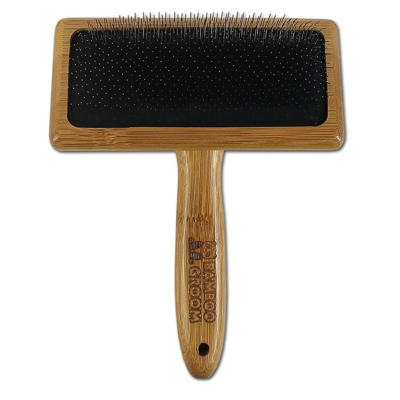 Alcott Bamboo Groom Slicker Brush with Stainless Steel Pins for Pets, Large, Brown - Image 2